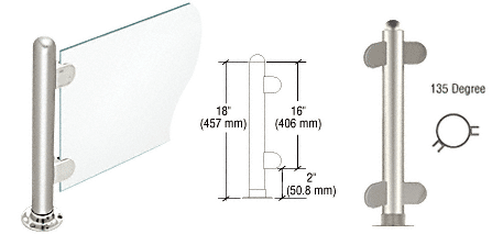 C.R. Laurence CRL 18&quot; Round Polished Stainless PP07 Elegant Series Counter/Partition 135 Degree Post | PP07APS