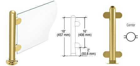 C.R. Laurence CRL 18&quot; Round Polished Brass PP07 Elegant Series Counter/Partition Center Post | PP07CPB