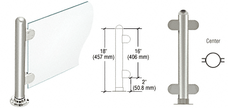 C.R. Laurence CRL 18&quot; Round Polished Stainless PP07 Elegant Series Counter/Partition Center Post | PP07CPS