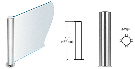 C.R. Laurence CRL 18&quot; Round Polished Stainless PP08 Elegant Series Counter/Partition 4-Way Post | PP0818XPS