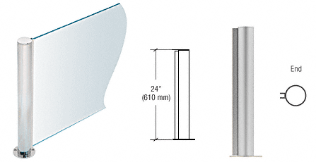 C.R. Laurence CRL 24&quot; Round Brushed Stainless PP08 Elegant Series Counter/Partition End Post | PP0824EBS