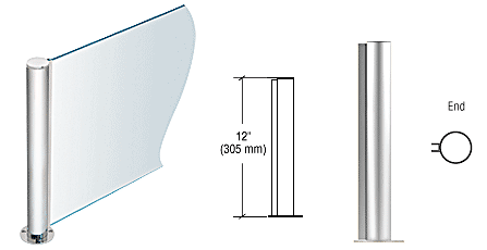 C.R. Laurence CRL 12&quot; Round Polished Stainless PP08 Elegant Series Counter/Partition End Post | PP08EPS