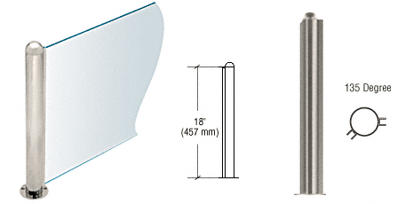 C.R. Laurence CRL 18&quot; Round Brushed Stainless PP09 Elegant Series Counter/Partition 135 Degree Post | PP09ABS