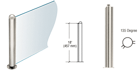 C.R. Laurence CRL 18&quot; Round Polished Stainless PP09 Elegant Series Counter/Partition 135 Degree Post | PP09APS