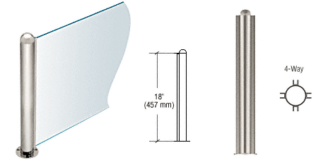 C.R. Laurence CRL 18&quot; Round Polished Stainless PP09 Elegant Series Counter/Partition 4-Way Post | PP09XPS