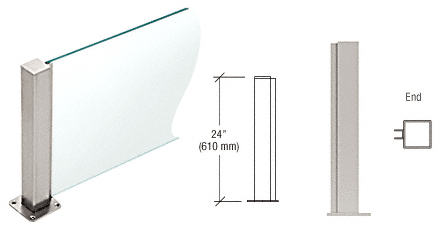C.R. Laurence CRL Brushed Stainless 1-1/2&quot; Square PP43 Elegant Series Counter/Partition End Post - Custom Height | PP43EBSC