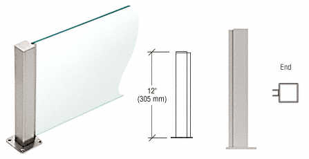 C.R. Laurence CRL Brushed Stainless 12&quot; High 1-1/2&quot; Square PP43 Elegant Series Counter/Partition End Post | PP43EBS