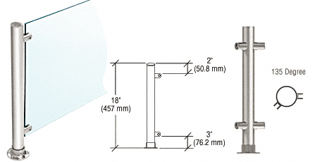 C.R. Laurence CRL 18&quot; Round Polished Stainless PP45 Elegant Series Counter/Partition 135 Degree Posts | PP45APS