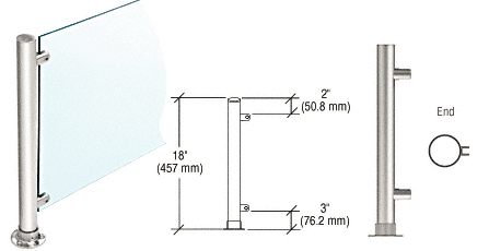 C.R. Laurence CRL 18&quot; Round Polished Stainless PP45 Elegant Series Counter/Partition End Posts | PP45EPS