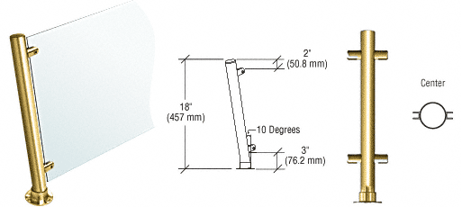 C.R. Laurence CRL 18&quot; Round Polished Brass PP46 Elegant Series Counter/Partition Center Posts | PP46CPB