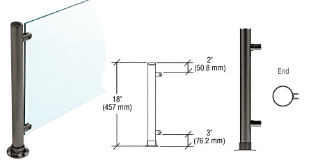 C.R. Laurence CRL 18&quot;  Black Powder Paint Round PP56 SlimLine Series Counter/Partition End Posts | PP56EBL