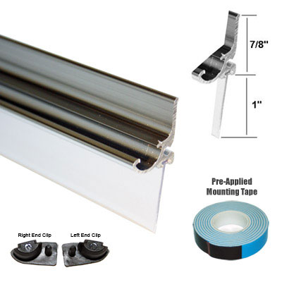 Chrome Framed Shower Door Replacement Drip Rail with Vinyl Sweep | FSDZD9002C