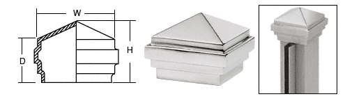 C.R. Laurence CRL Polished Stainless Pyramid End Cap for 1-1/2&quot; Square Tubing | SA11PS