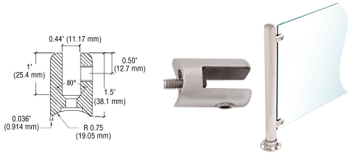 C.R. Laurence CRL Brushed Stainless Fixed Glass Fitting for 1-1/2&quot; Tubing | SA60BS