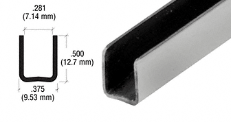 C.R. Laurence CRL 1/4&quot; Brushed Stainless Radiused Back Stainless Steel U-Channel - 94&quot;  long | SAC14BS98
