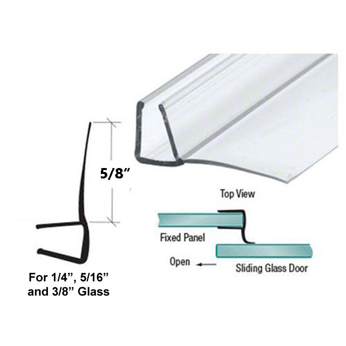 Gordon Glass&amp;#174; Shower Door Polycarbonate with 90 degree 5/8&quot; Long Vinyl Fin Seal for 1/4&quot;, 5/16&quot; and 3/8&quot;  Glass - 64&quot; Long | SDP61