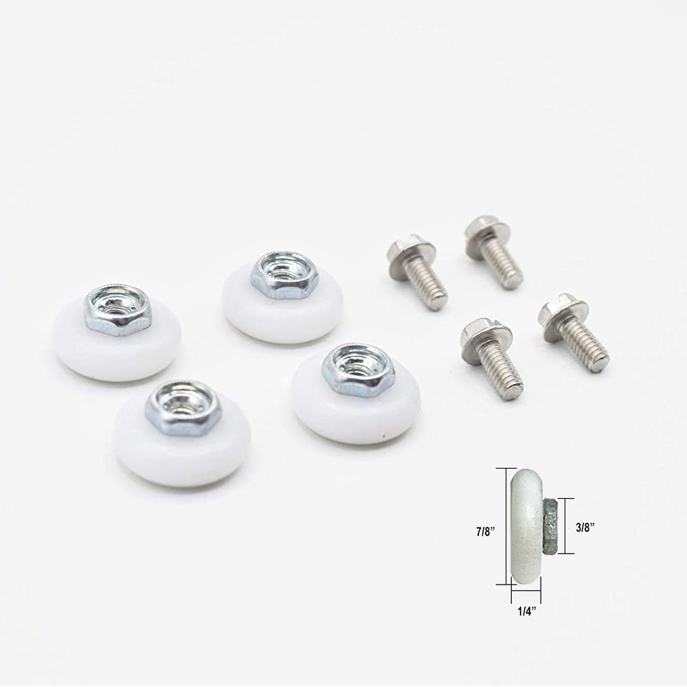 Gordon Glass&#153; Sliding Tub and Shower Door Replacement Rollers, White, 7/8&quot; Oval, B.B.; Threaded Hex Hub - 4 Pack  | SH78W