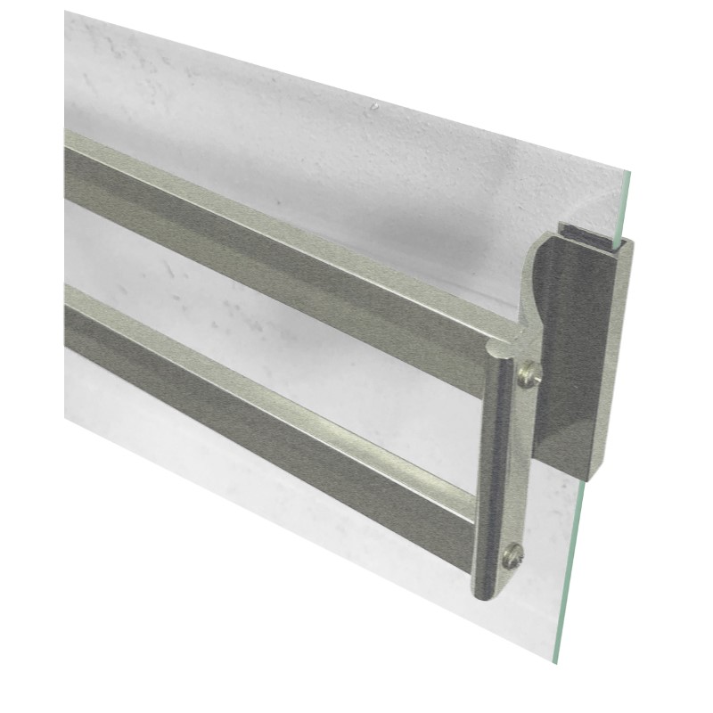 Brushed Nickel Sliding Frameless Shower Door Double Towel Bar Kit | GG22030BN