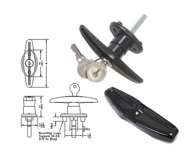 Truck Cap Locking T-Handle with Dust Cover - Clockwise | TC311CWCOV